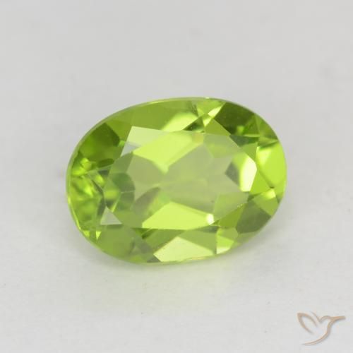 1.49 ct Green Peridot Stone, Natural Peridot in Oval Facet Shape for Sale