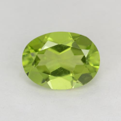 Medium Green Хризолит Камень - 1.4ct Фасетный Овал (ID: 543135)