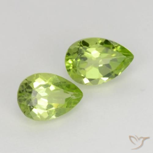 0.91 ctw Green Peridot Stones, Natural Peridot in Pear Facet Shape for Sale
