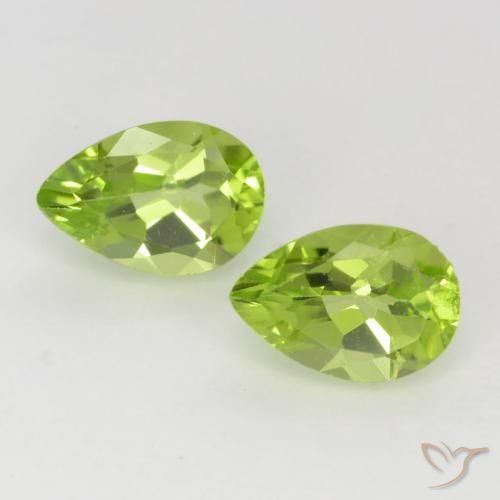 0.88ctw Natural Light Lively Green Peridot, Pear Shape, VVS-VS