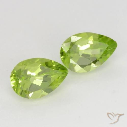 0.88 ctw Green Peridot Stones, Natural Peridot in Pear Facet Shape for Sale