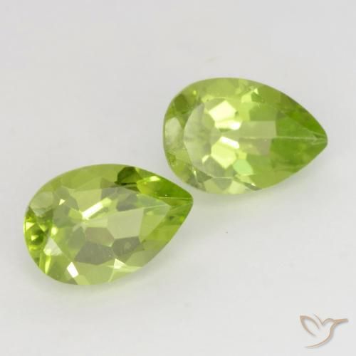 0.93 ctw Green Peridot Stones, Natural Peridot in Pear Facet Shape for Sale