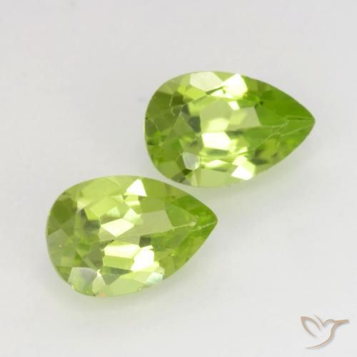 0.93 ctw Green Peridot Stones, Natural Peridot in Pear Facet Shape for Sale