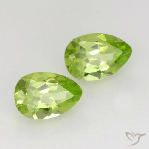 0.94 ctw Green Peridot Stones, Natural Peridot in Pear Facet Shape for Sale