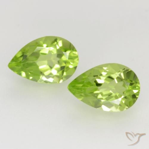 0.96ctw Natural Light Lively Green Peridot, Pear Shape, VVS-VS