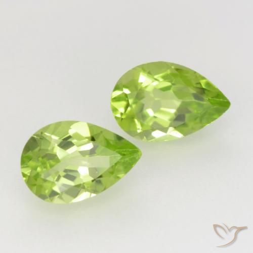 0.96 ctw Green Peridot Stones, Natural Peridot in Pear Facet Shape for Sale