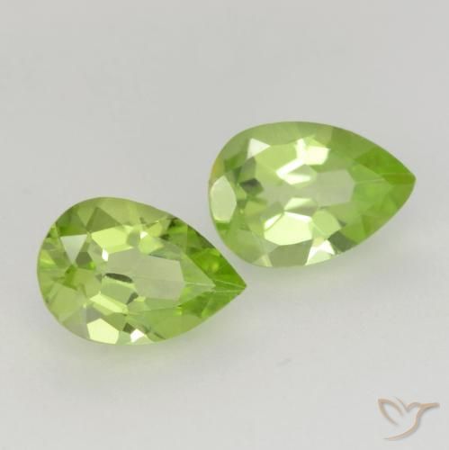 0.75 ctw Green Peridot Stones, Natural Peridot in Pear Facet Shape for Sale