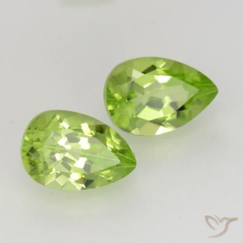 1.12 ctw Green Peridot Stones, Natural Peridot in Pear Facet Shape for Sale