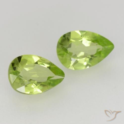 0.82 ctw Green Peridot Stones, Natural Peridot in Pear Facet Shape for Sale