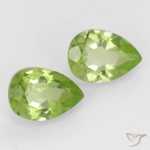 0.91 ctw Green Peridot Stones, Natural Peridot in Pear Facet Shape for Sale