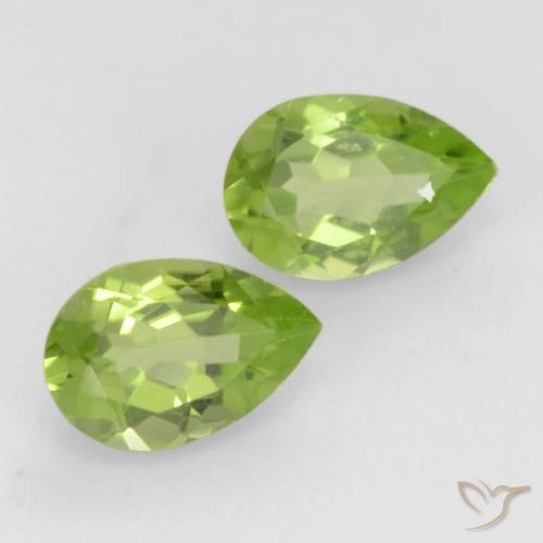 0.91 ctw Green Peridot Stones, Natural Peridot in Pear Facet Shape for Sale