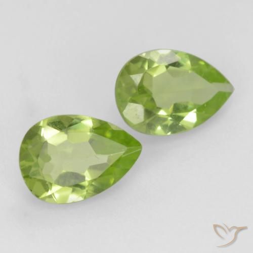0.74 ctw Green Peridot Stones, Natural Peridot in Pear Facet Shape for Sale