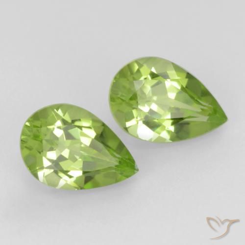 0.89 ctw Green Peridot Stones, Natural Peridot in Pear Facet Shape for Sale