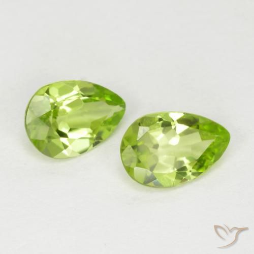 0.81 ctw Green Peridot Stones, Natural Peridot in Pear Facet Shape for Sale