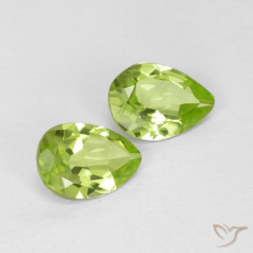 0.77 ctw Green Peridot Stones, Natural Peridot in Pear Facet Shape for Sale