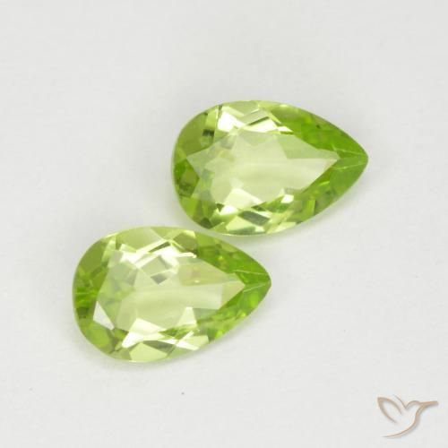 0.91 ctw Green Peridot Stones, Natural Peridot in Pear Facet Shape for Sale