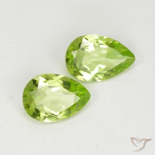 0.87 ctw Green Peridot Stones, Natural Peridot in Pear Facet Shape for Sale