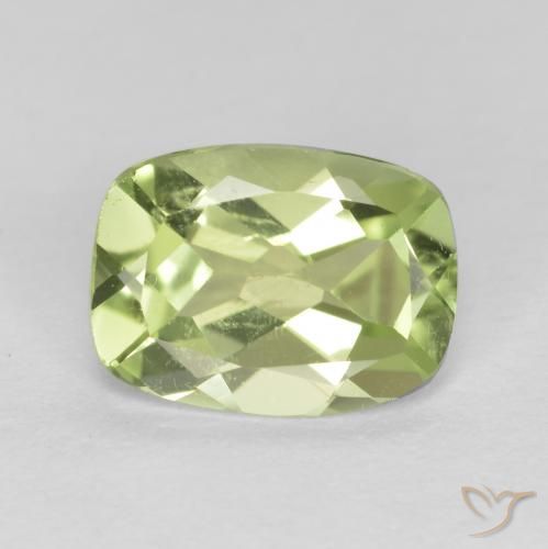 1.09ct Natural Light Lively Green Peridot, Cushion, VS