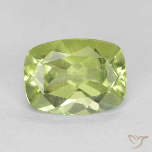 1.26ct Natural Lime Green Peridot, Cushion, VVS-VS