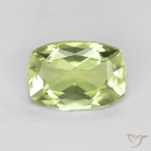 0.99ct Natural Light Green Peridot, Cushion, VVS-VS