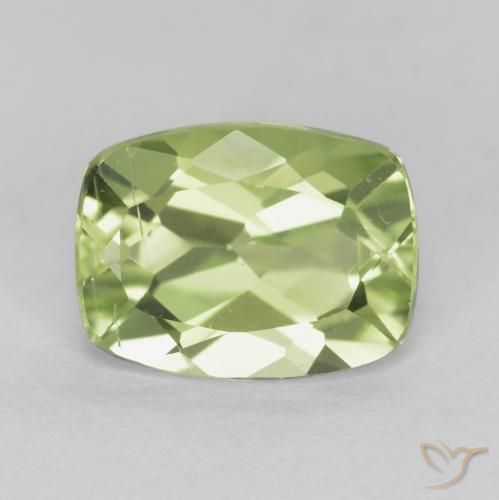 1.44ct Natural Light Lively Green Peridot, Cushion, VS