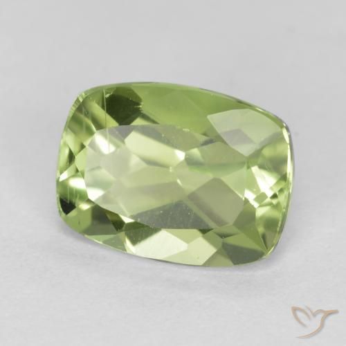 1.44 ct Green Peridot Stone, Natural Peridot in Cushion-Cut Shape for Sale
