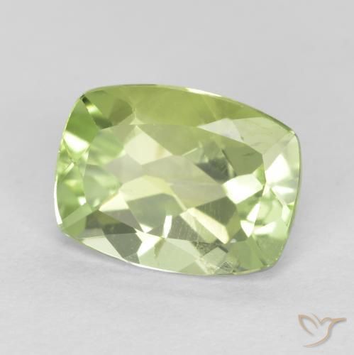 1.41 ct Green Peridot Stone, Natural Peridot in Cushion-Cut Shape for Sale