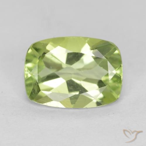 1.14ct Natural Light Lively Green Peridot, Cushion, VS