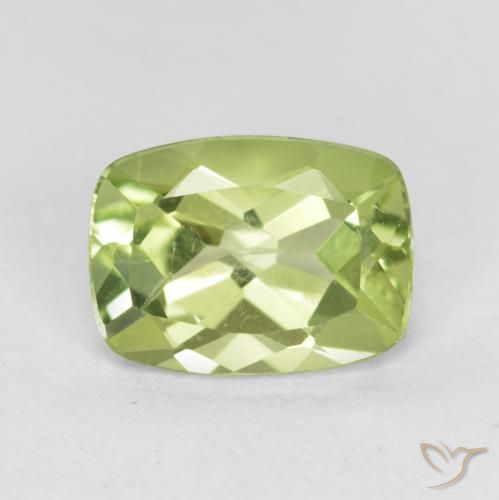 1.31ct Natural Medium Green Peridot, Cushion, VVS-VS