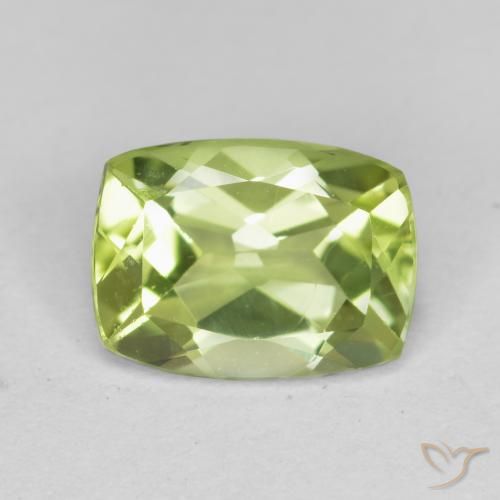 薄いライブリーグリーン ペリドット 宝石 - 1.2ct クッションカット (ID: 555836)