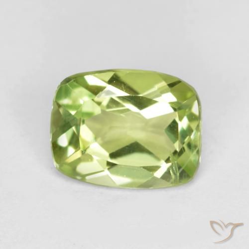 7,5 x 5,9mm kissenschliff grüner Peridot aus China, Gewicht 1,14 ct, 1 Stück Peridot - Farbe: Leichtes lebendiges Grün, natürlicher Edelstein in VS Reinheit, Mohs-Härte von 6,5 - 7 Geeignet für den täglichen Gebrauch im Schmuck, Photo A