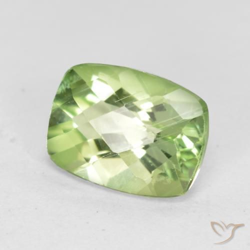 1.39 ct Green Peridot Stone, Natural Peridot in Cushion Checkerboard Shape for Sale