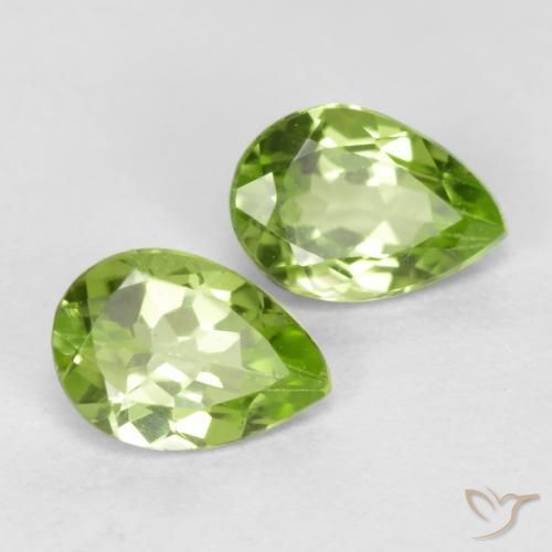 0.87 ctw Green Peridot Stones, Natural Peridot in Pear Facet Shape for Sale