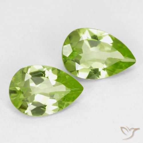 0.76 ctw Green Peridot Stones, Natural Peridot in Pear Facet Shape for Sale