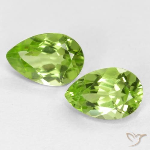 0.87ctw Natural Light Lively Green Peridot, Pear Shape, VVS-VS