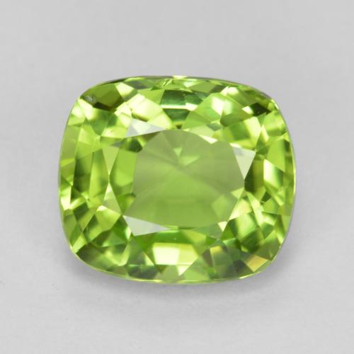 Lebendiges grün Peridot Edelstein - 2.4ct Kissenschliff (ID: 562503)