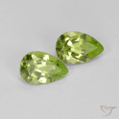 0.84 ctw Green Peridot Stones, Natural Peridot in Pear Facet Shape for Sale