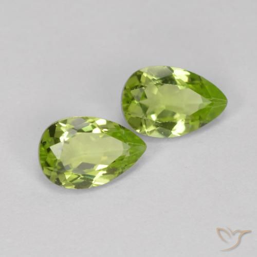 0.93 ctw Green Peridot Stones, Natural Peridot in Pear Facet Shape for Sale