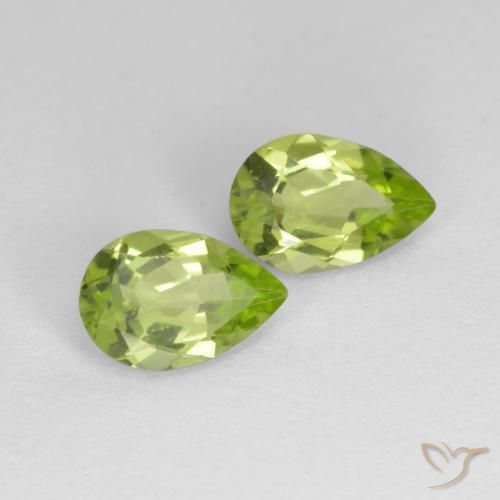 0.83 ctw Green Peridot Stones, Natural Peridot in Pear Facet Shape for Sale