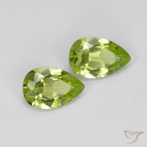 0.92 ctw Green Peridot Stones, Natural Peridot in Pear Facet Shape for Sale