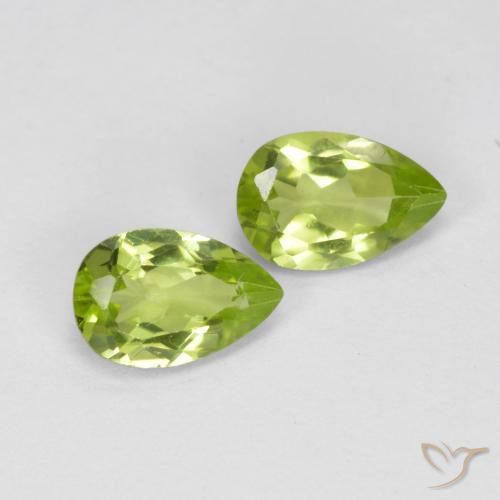 0.92 ctw Green Peridot Stones, Natural Peridot in Pear Facet Shape for Sale