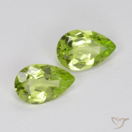 0.80 ctw Green Peridot Stones, Natural Peridot in Pear Facet Shape for Sale