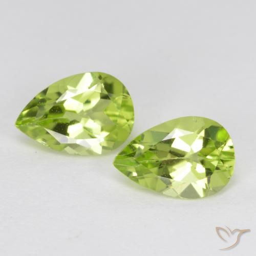 0.84 ctw Green Peridot Stones, Natural Peridot in Pear Facet Shape for Sale