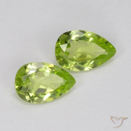 0.84 ctw Green Peridot Stones, Natural Peridot in Pear Facet Shape for Sale