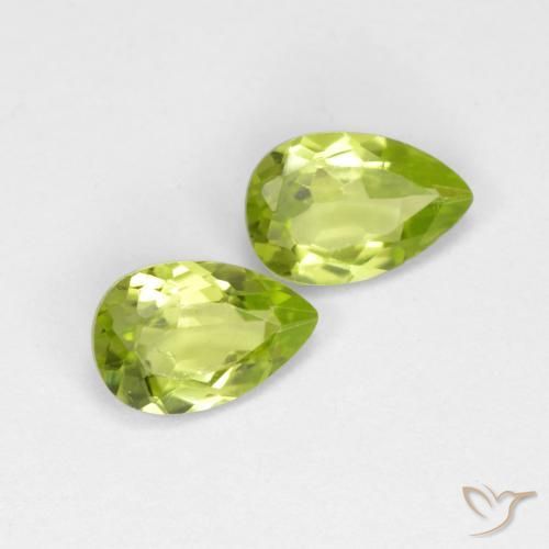 0.90 ctw Green Peridot Stones, Natural Peridot in Pear Facet Shape for Sale