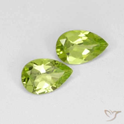0.82 ctw Green Peridot Stones, Natural Peridot in Pear Facet Shape for Sale