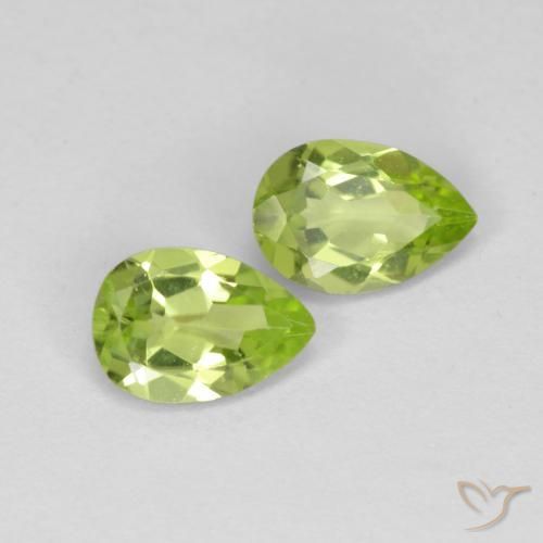 0.82 ctw Green Peridot Stones, Natural Peridot in Pear Facet Shape for Sale