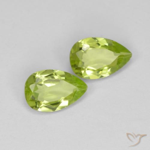 0.88 ctw Green Peridot Stones, Natural Peridot in Pear Facet Shape for Sale