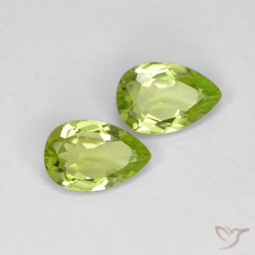 0.88 ctw Green Peridot Stones, Natural Peridot in Pear Facet Shape for Sale