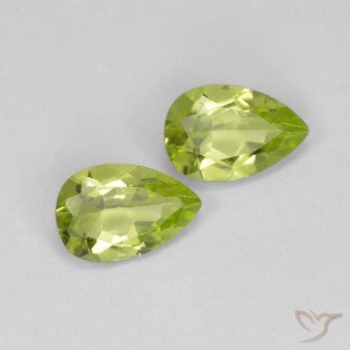 0.86 ctw Green Peridot Stones, Natural Peridot in Pear Facet Shape for Sale